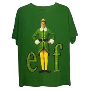 ELF T-Shirt Green Buddy On Front- Adult One Size Fits M/L Christmas Gift T-Shirt